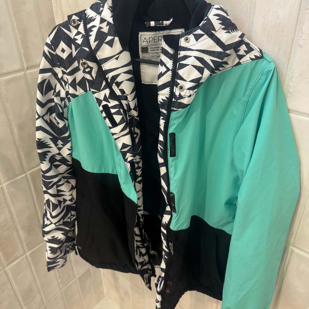 Aperture Black and Teal Ski Jacket